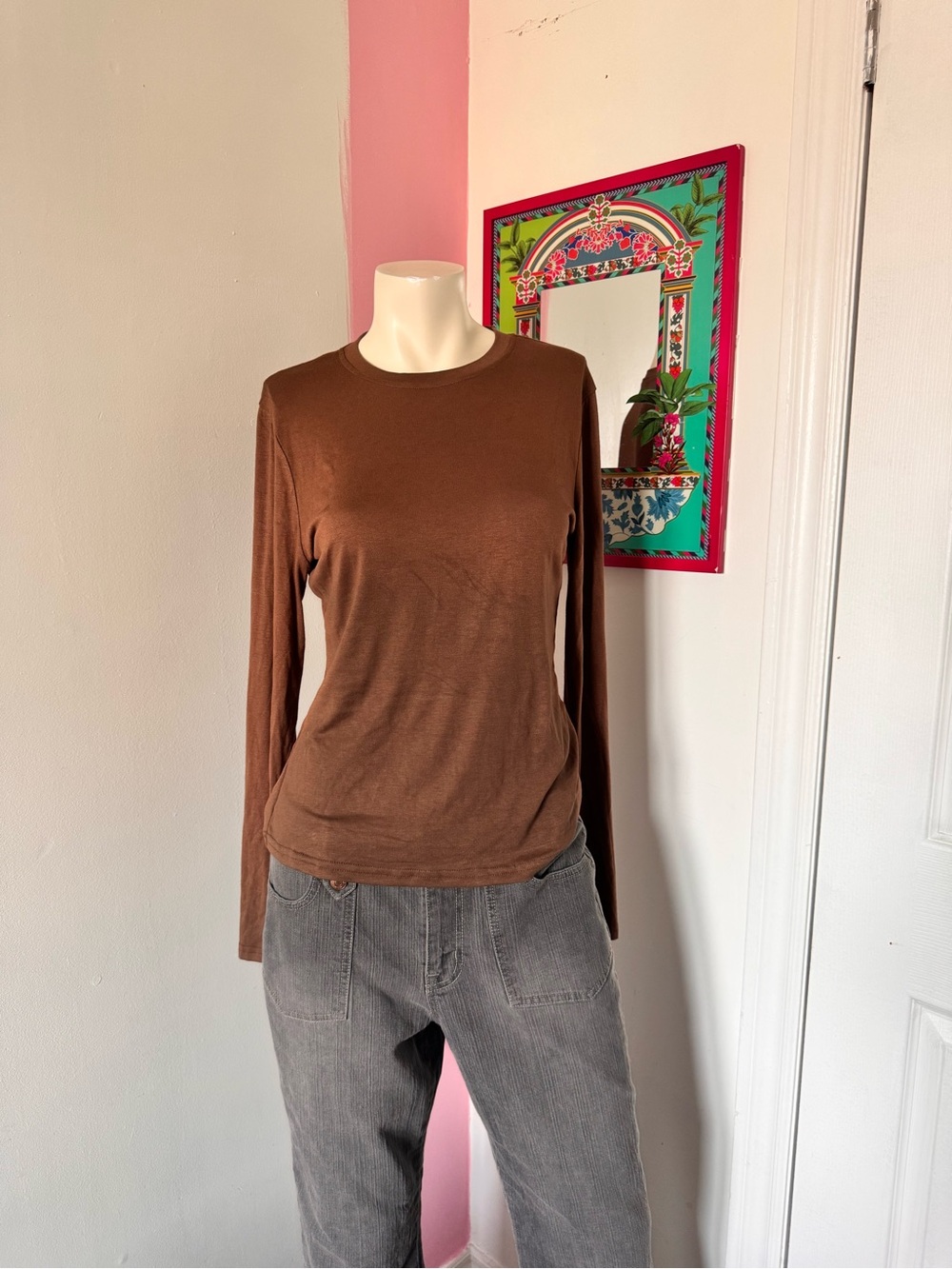 Classic Brown Long-Sleeve Women's Top